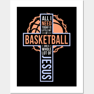 Funny Basketball Jesus Church Sports Kids God court Play Posters and Art